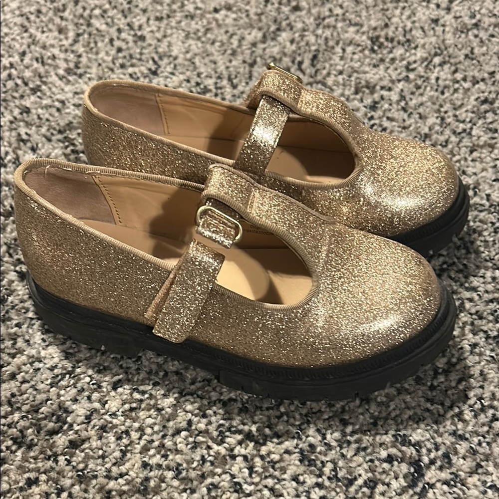 Cat & Jack Gold Glitter Dress Shoes with Strap